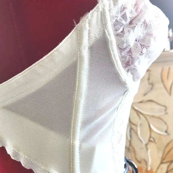 Vtg SUBTRACT Strapless Push Up Boned Low Back White Lace Corset Bustier 34B EUVC - Picture 8 of 16